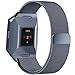 Maledan Metal Bands Compatible with Fitbit Ionic, Stainless Steel Milanese Loop Replacement Accessories Bracelet Strap with Magnet Closure for Fitbit Ionic Smart Watch, Charcoal, Large