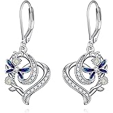 Vadmans Dragonfly Earrings Sterling Silver Dragonfly Heart Dangle Drop Earrings Animal Jewelry Gift for Women
