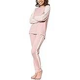Flora Nikrooz Women's 2 Piece Long Sleeve Lounge Set with Lace, Long Sleeve Top & Jogger Pant