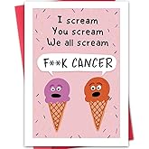 Hongshan Funny Encourage Cancer Card for Friend,Cute Breast Card,Fuck Cancer Cards for Him Her,Humor Gift for Women Men,Get Well Gifts,Sympathy Cards