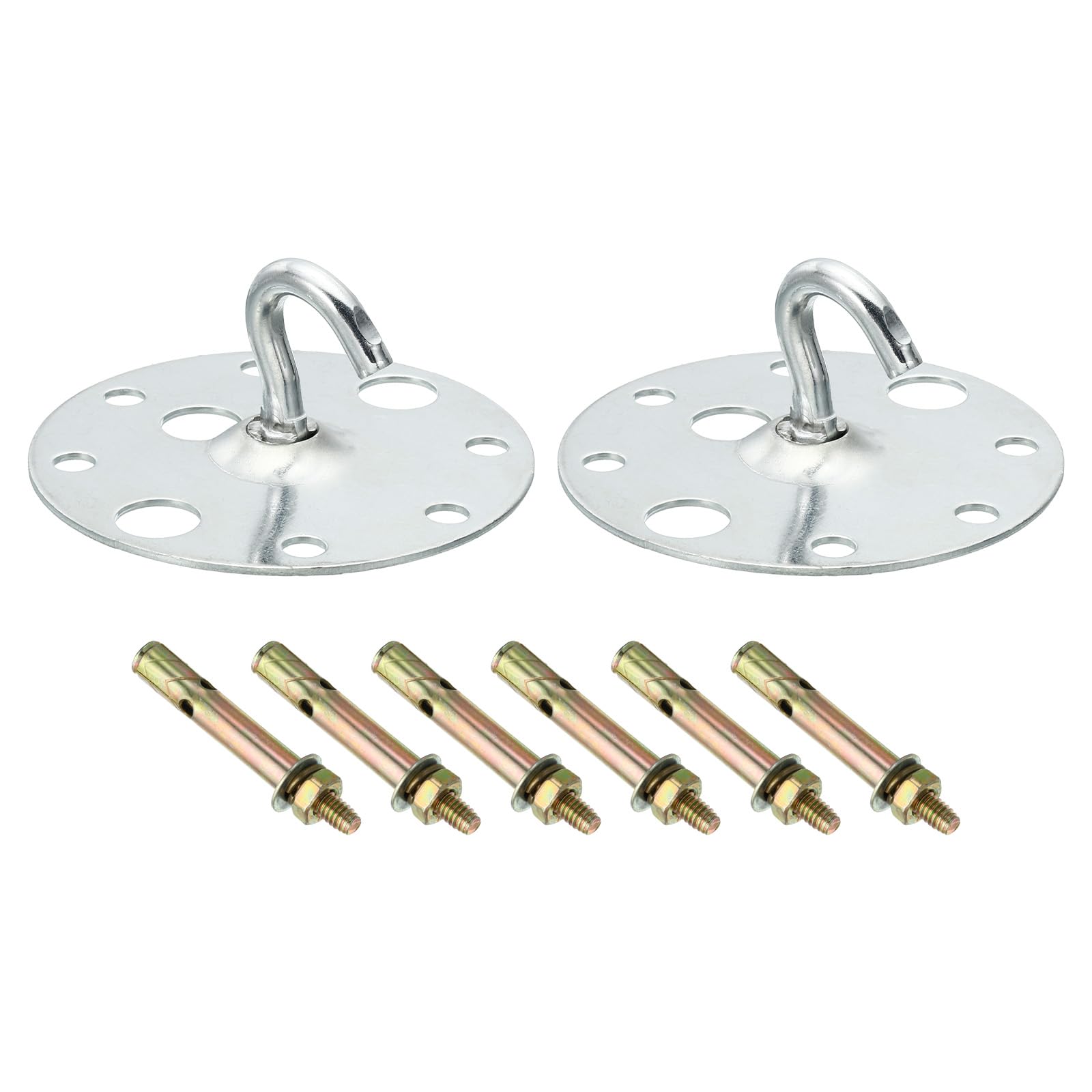 PATIKIL 203lbs 75mm Steel Ceiling Hooks, 2pcs Ceiling Fan Hook Pad Eyes Plate Wall Hanger Hardware with Mounting Screws for Hanging Lamp Plant Baskets