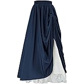 Women's Vintage Maxi Long Skirt Double-Layer Victorian Renaissance Skirts