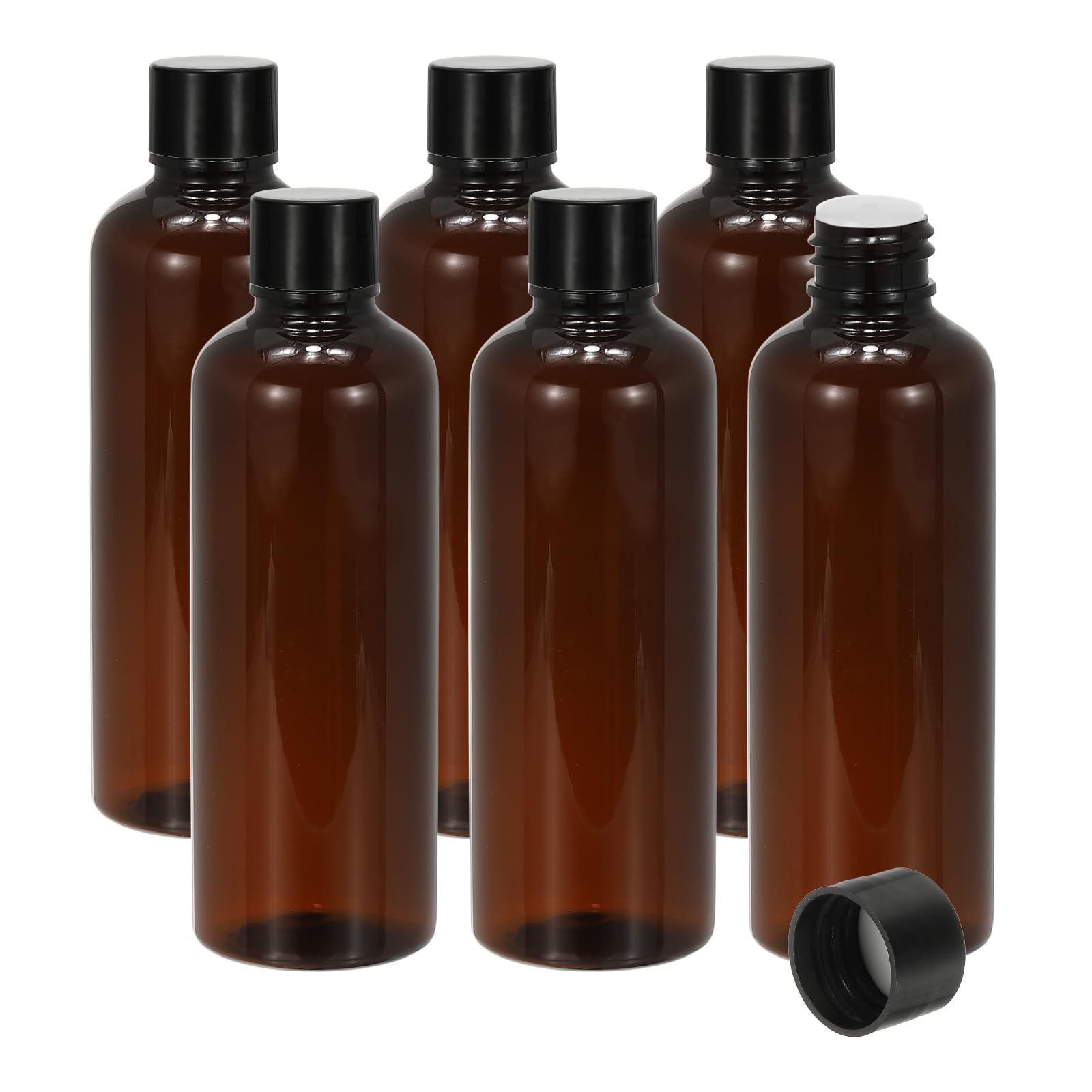 PATIKIL Travel Bottles with Screw Cap, 6 Pcs 3.4Oz(100ml) Leak Proof Refillable Empty Dispenser Container Squeeze Bottle with PP Screw Lid for Shampoo Toiletries Lotion Cream, Brown