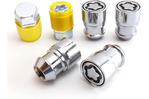 YYHHZZ M12 x 1.5mm Wheel Locks Lug Nuts, Fit for Impala, Equinox, Cruze, Accord, Civic, Element，Pilot, Wheel Locks, 4 Locking Lug Nuts, 2 Pcs Wheel Lock Key