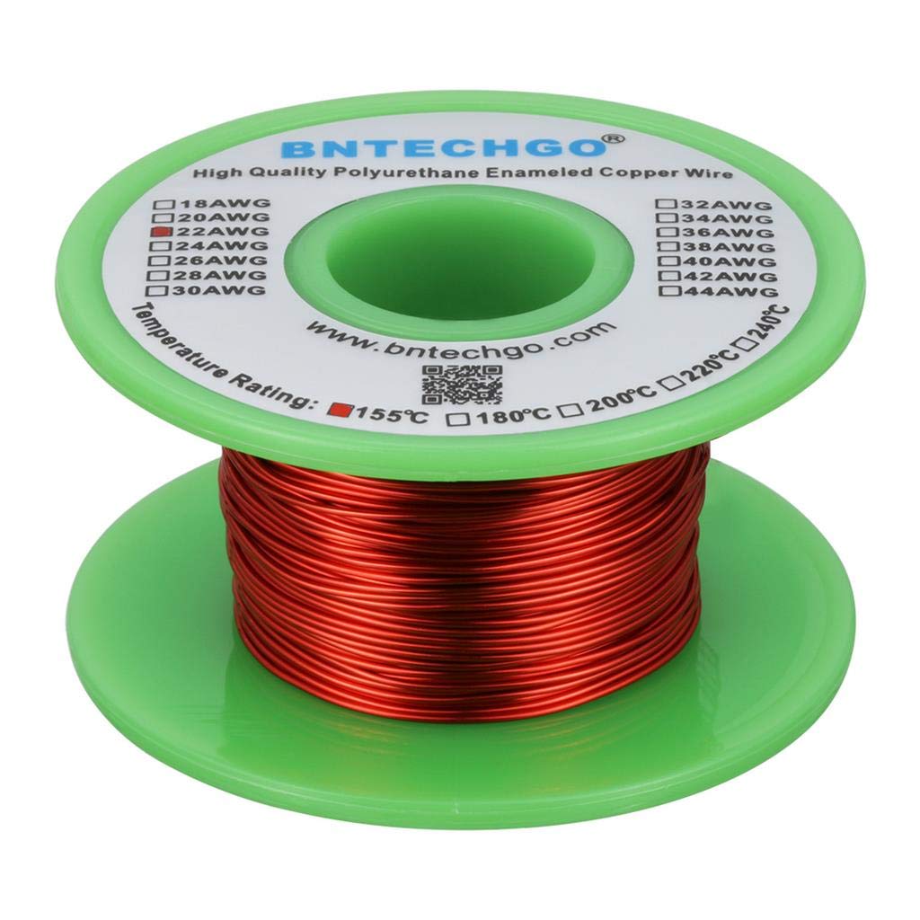 BNTECHGO 22 AWG Magnet Wire - Enameled Copper Wire - Enameled Magnet Winding Wire - 4 oz - 0.0256" Diameter 1 Spool Coil Red Temperature Rating 155℃ Widely Used for Transformers Inductors
