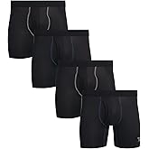Reebok Men's Boxer Briefs - 4 Pack Soft Performance Boxers for Men with Fly Pouch - Quick Dry Active Mens Underwear Pack S-XL, Size XX-Large, Black/Black/Black/Black