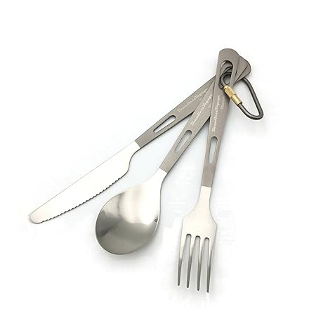 ZEARE Camping Besteckset Titan Geschirr Camping Essstäbchen Gabel Löffel Messer Spork für den Heimgebrauch/Reisen/Picknick/Ru