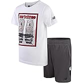 New Balance Boys Shorts Set - 2 Piece Athletic Performance T-Shirt and Gym Basketball Shorts - Activewear Set for Boys (4-12)