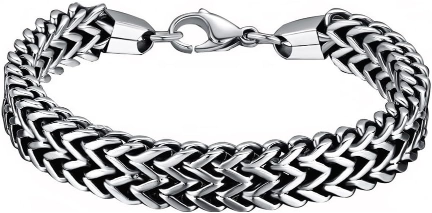 OneQuarter Mens Bracelets & Bangles Drop Shipping 512mm316L Stainless Steel Double Side Snake Chain Womens Bracelet Jewelry Gift pulseira (Stainless-Steel, 19)