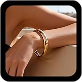 Xduargs Punk Chunky Bangle Bracelet Gold Wide Wrist Bracelets Vintage Simple Circle Cuff Bracelet Cuff Open Adjustable Bangle Bracelets Jewelry for Women
