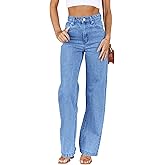 Cicy Bell Women's High Waisted Jeans Boyfriend Baggy Straight Leg Casual Denim Pants with Pockets