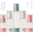 MHWL 5 Pcs TSA-Approved Travel Bottles Set - Airless Pump and Spray Bottles for Toiletries - 15/30/50ml Refillable Containers