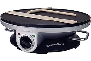 Health and Home Crepe Maker - 13 Inch Crepe Maker & Electric Griddle & Non-stick Pancake Maker-Crepe Pan (Silver-A)