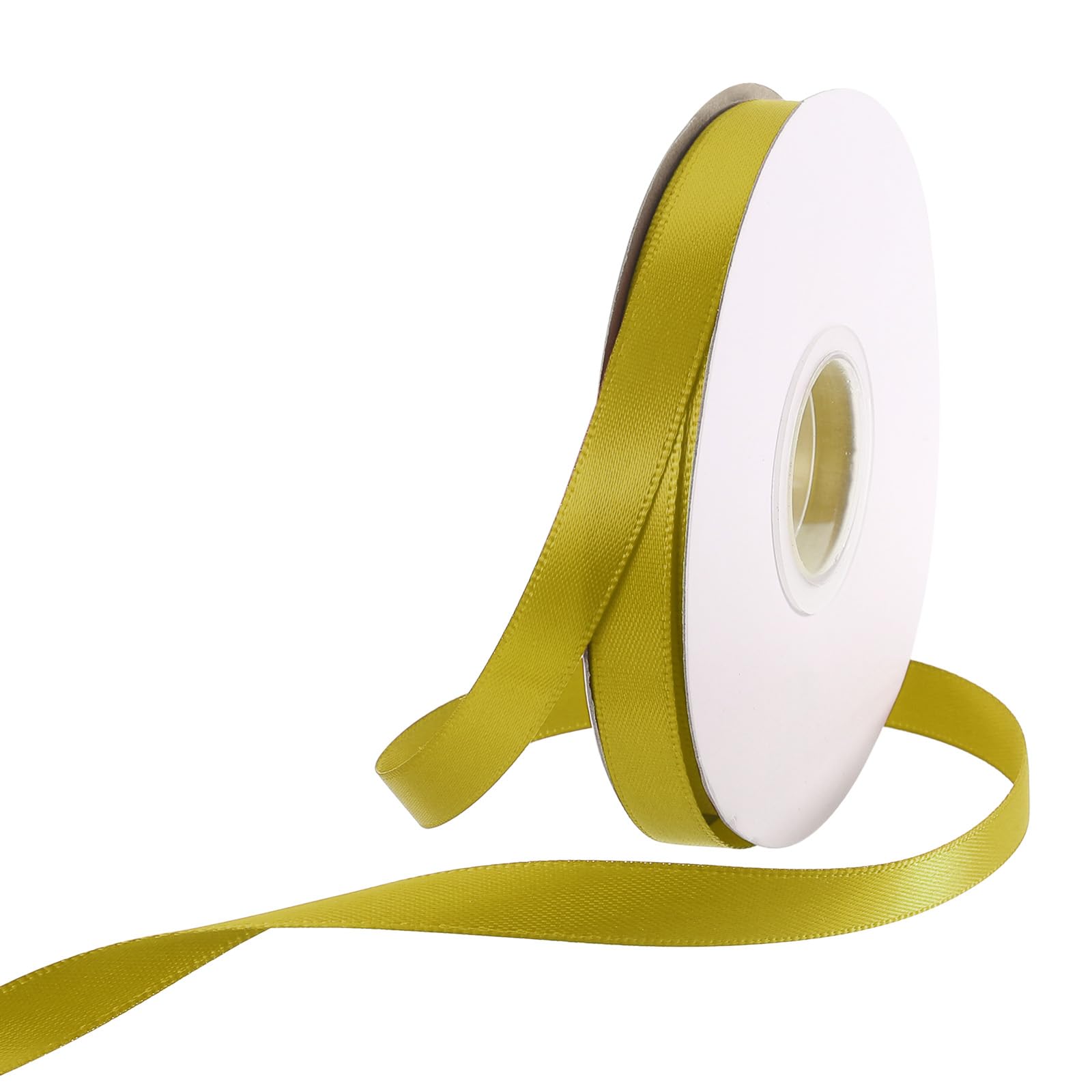 Rebower 10mm Satin Ribbon 23m Thick Double Face Grosgrain Silk Ribbon, [for Gift Wrapping, Hair Bows, Wedding, Cake, Flower] - 25 Yard/75ft/ Gold Yellow — image 1