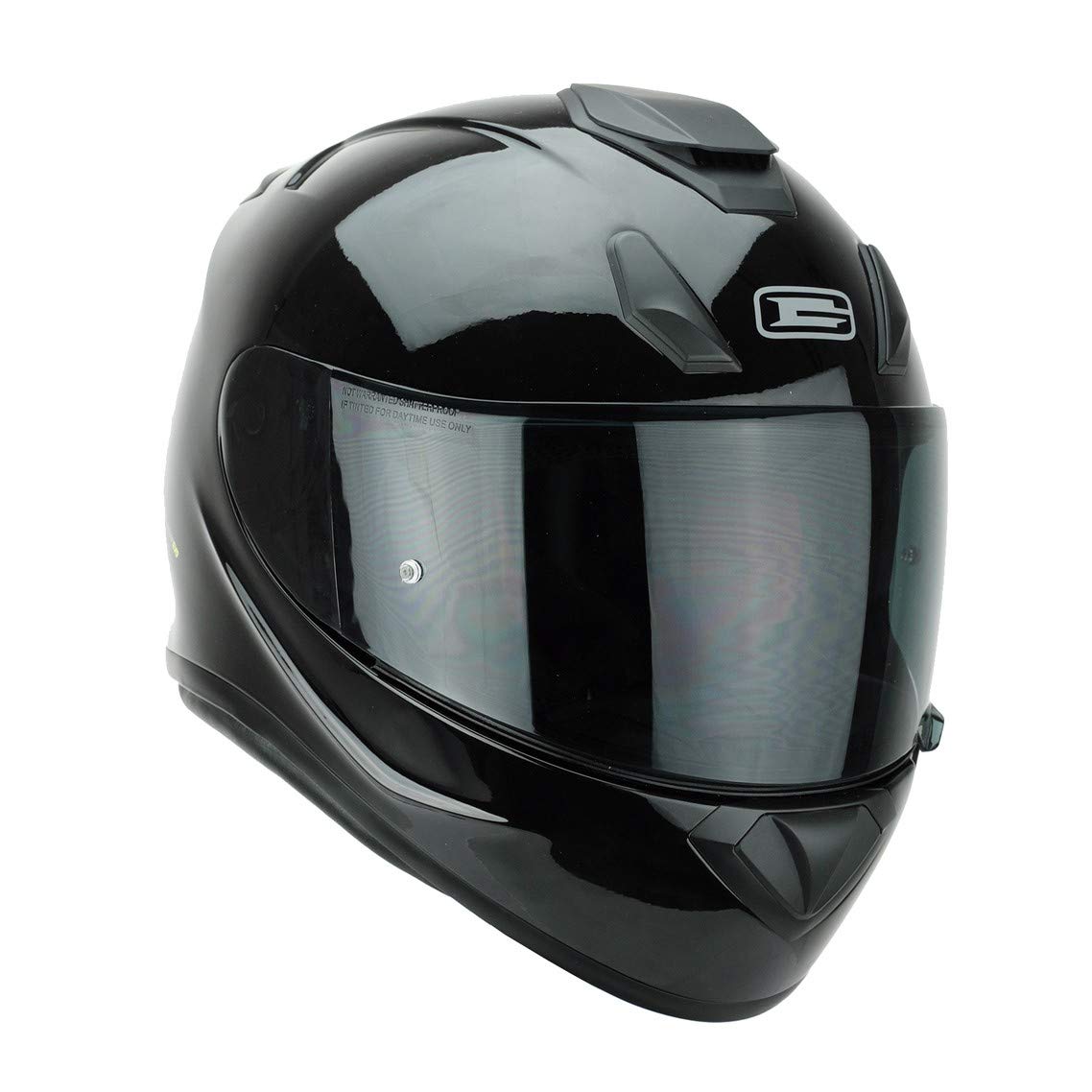 G-Mac Roar Evo Blackout Full Face Fibreglass Motorcycle Helmet + FREE Dark Visor (Gloss Black, L)