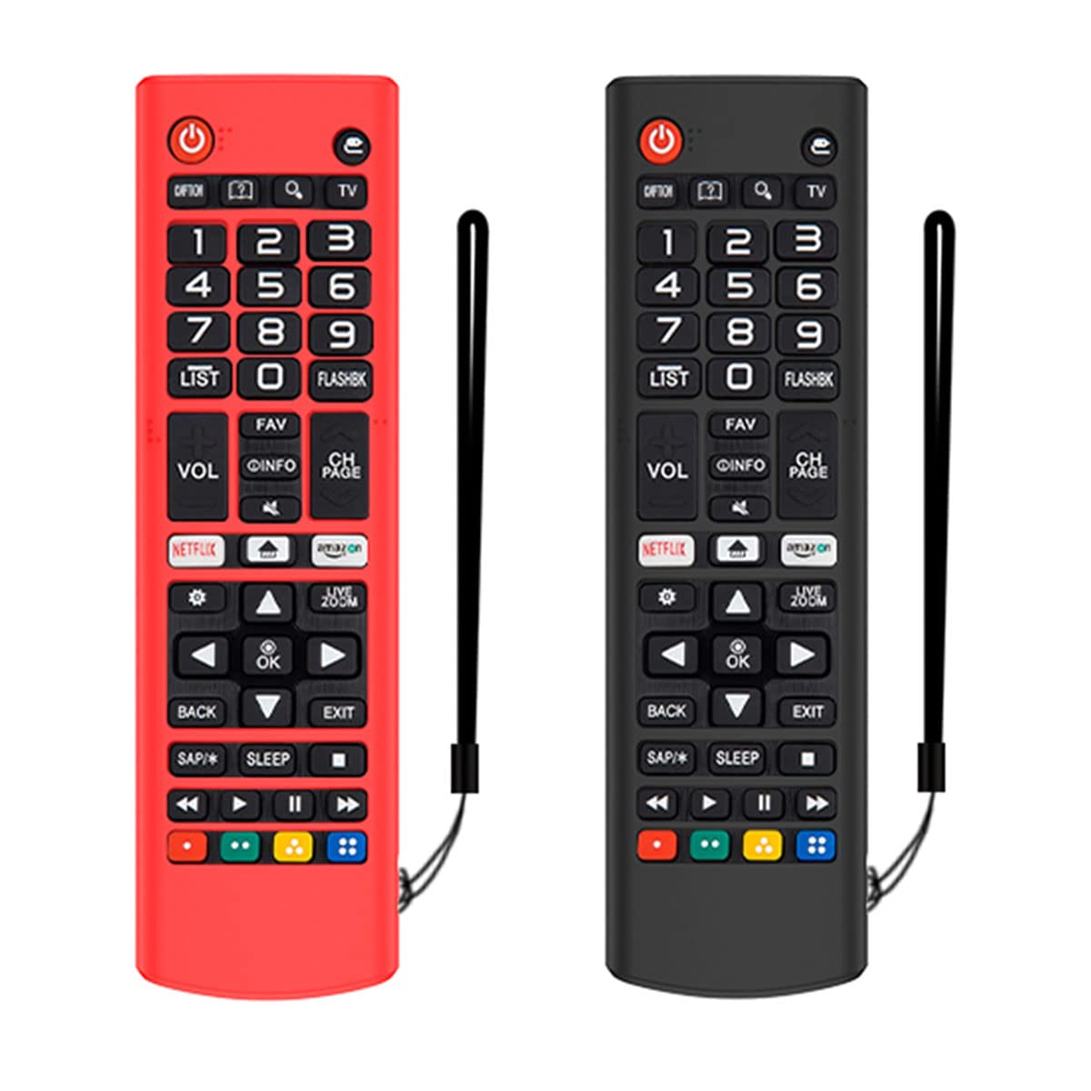 AIYAAIYA 2 Pack Silicone Case Cover for LG AKB75095307 AKB75375604 AKB74915305 Remote Control Skin Sleeve Protector for LG Smart TV Remote Control (Red+Black)