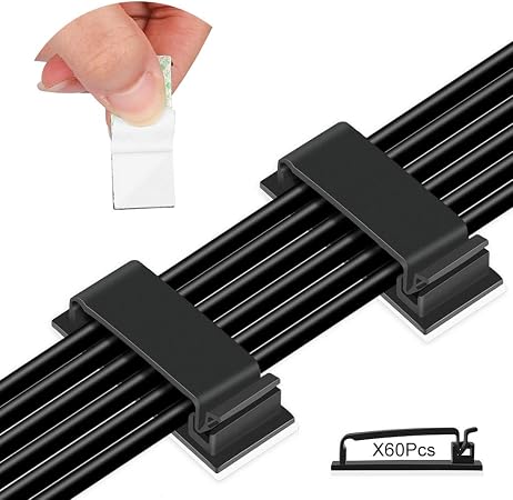 55 Stück Kabelschellen Selbstklebend, Schwarz - Einstellbare Kabelhalter Für Kabeldurchmesser 7,9-10,3 Mm
