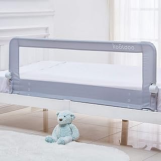 Bettgitter 150cm Kinderbettgitter Babybett Bettschutzgitter klappbar Fallschutz Rausfallschutz für Baby Kinder (Grau)
