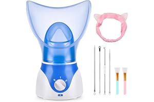 SENERYLA Face Steamer for Facial Deep Cleaning, Facial Steamer for Face, 2 Modes Facial Steamer for Unclogs Pores, Hydrating, Blue(Include Blackhead Remover Kit, Mask Brush, Headband)