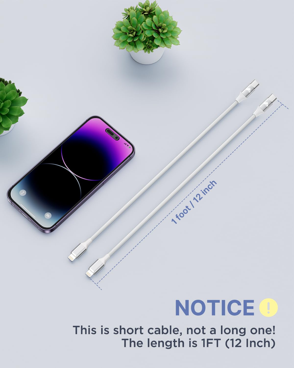Aiminu 1ft 2Pack USB C to Lightning Cable Short, PD USB C to iPhone Cable MFi Certified, Nylon Braided Short iPhone Charger Cord Fast Charging for iPhone 14 13 12 11 Pro Max XR XS X 8 Plus SE iPad