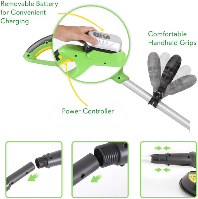 serenelife grass cordless clippers power edge trimmer with rechargeable string trimmer