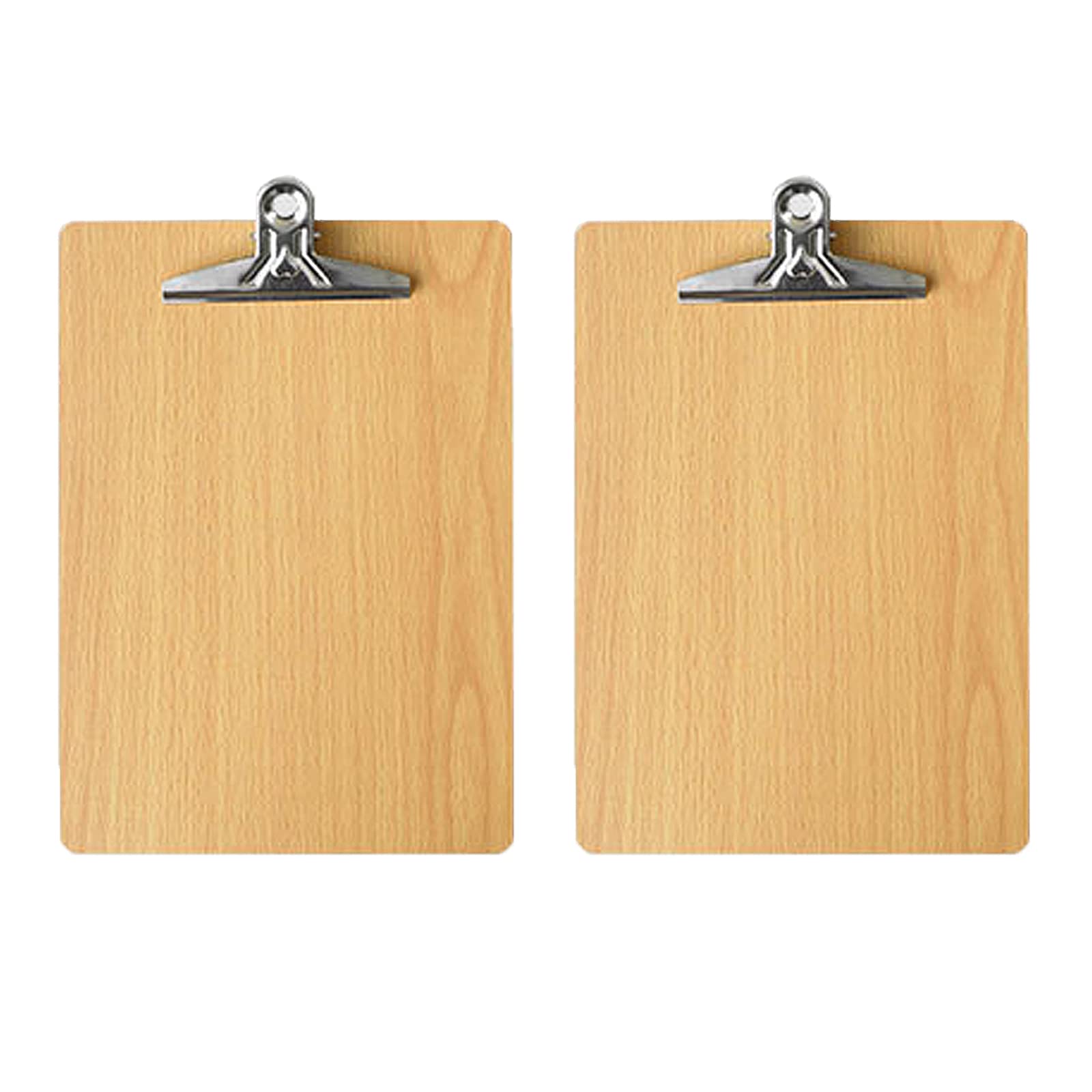 Pack of 2 A4 Clipboards, Writing Board, Office Clipboard, Writing Pad, with Sturdy Spring Handle and Hidden Hanging Holes, for Offices, Schools, Restaurants, Hospitals (Wood Colour)