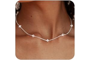 FUNEIA Dainty Silver Gold Necklaces for Women Trendy Non Tarnish 14K Gold Plated Cubic Zirconia Necklace Layered Cute Butterfly Heart Station Choker Necklace Stack for Wedding Prom Brides Jewelry