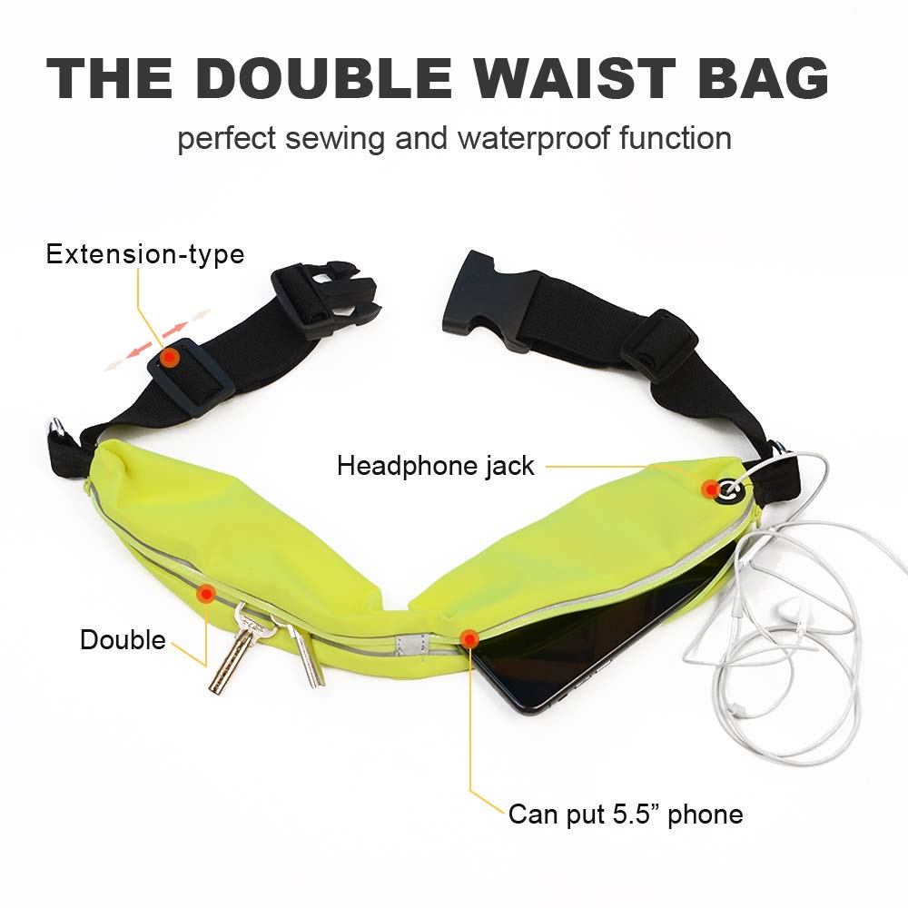 Dual Dog Leash Two Dog Lead with Waist Belt Bag Double Dog Leash Retractable Reflective Dog Leash Double Strong for 2 Dogs with Comfort Padded Handle Training Leash for Dogs Walking Running(1.7-1.9M)