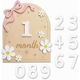 Baby Monthly Milestone Signs,1-12 Monthly Baby Milestone, Wooden Milestone | 3D Milestone Cards for Boy &amp; Girl, Baby Months Signs, Baby Months Milestone, Newborn Photography Props, Double-Sided