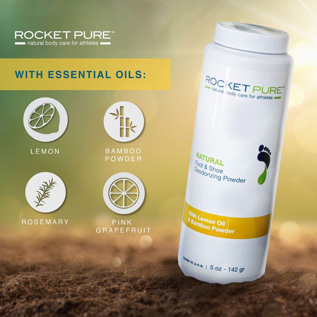 Natural Foot & Shoe Odor Eliminator Powder - For Athletes, Men, Women & Kids | Remove, Control & Prevent Smell from Feet & Shoes with Powerful Essential Oils - 5oz Bottle - Lemon : Beauty