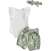 Mubineo Baby Girl Clothes Summer Outfits Cute Flower Romper Daisy Shorts Newborn Ruffle Bodysuit Outfit Sets
