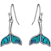 Lauren-Spencer Mermaid Tail Dangle Drop Earrings for Women with Abalone Shell Ocean Beach Earrings Mermaid Tail Jewelry Gifts for Women Earrings