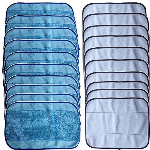 DerBlue 20-Pack Mixed Microfiber Mopping Cloths 10 wet + 10 dry for iRobot Braava 380 380t 320 Mint 4200 4205 5200 5200C Vacuum Cleaner