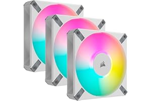 Corsair iCUE AF120 RGB Elite 120mm PWM Triple Fan Kit - Eight RGB LEDs Per Fan - AirGuide Technology - Fluid Dynamic Bearing - Zero RPM Fan Mode - Included iCUE Lighting Node CORE Controller - White