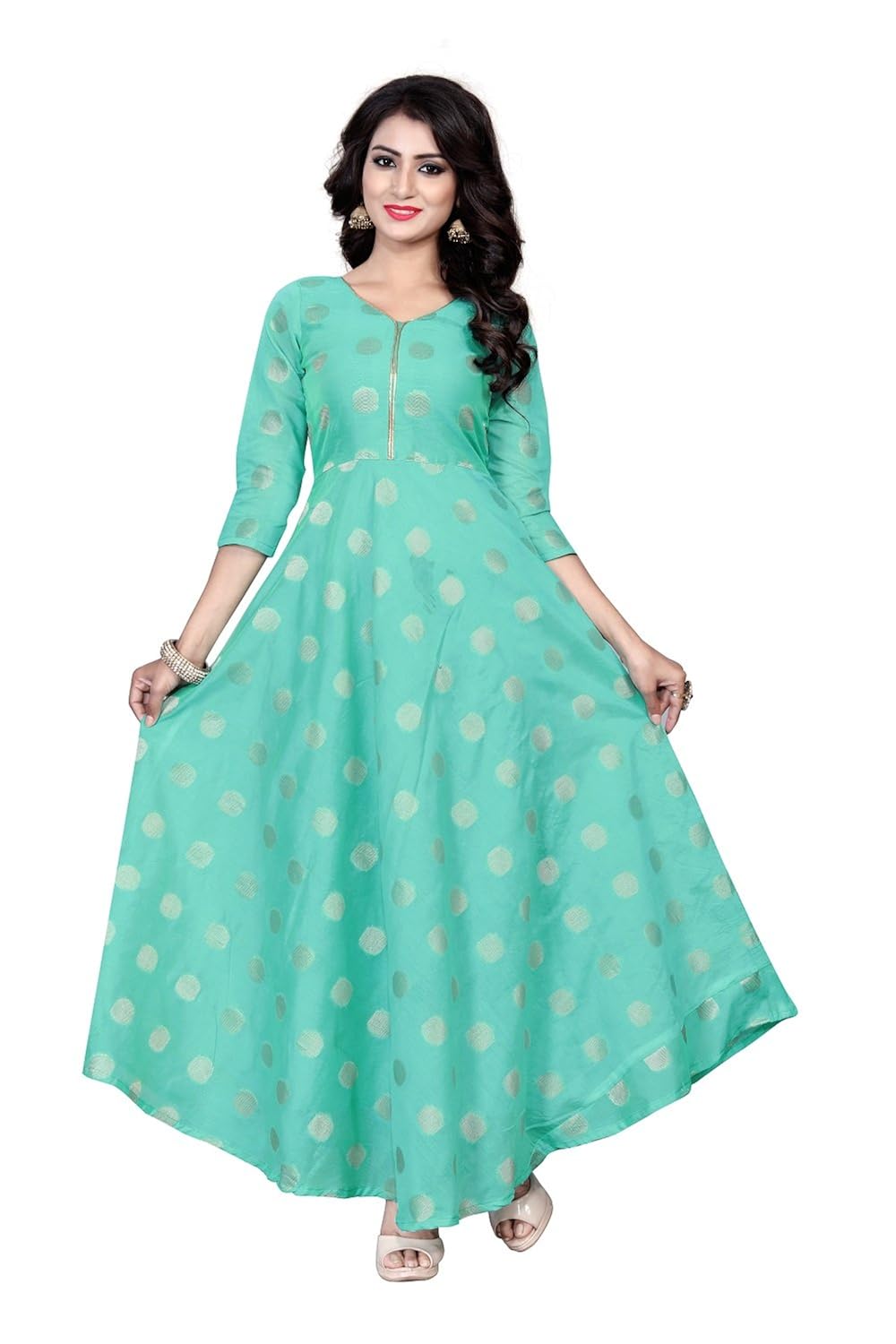 dream up fashion anarkali gown(green)