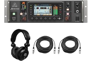 Behringer X32 Rack 40-Input 25-Bus Digital Rack Mixer, Bundle with TAPH100 Headphones and 2x 50' XLR Microphone Cable