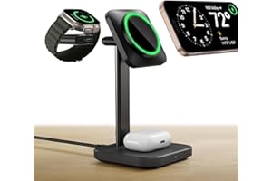 ESR for 3 in 1 Wireless Charging Station, Certified Apple Watch Charger, 15W MagSafe Charger Stand for iPhone, Wireless Charg
