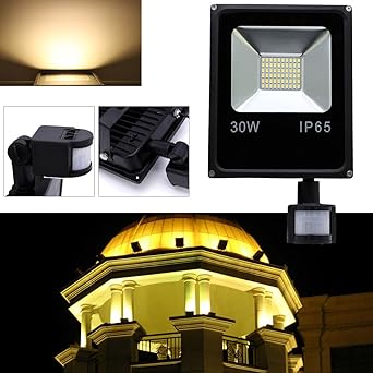 Hengda® 30W Blanco Cálido Foco proyector Exterior LED detección de ...