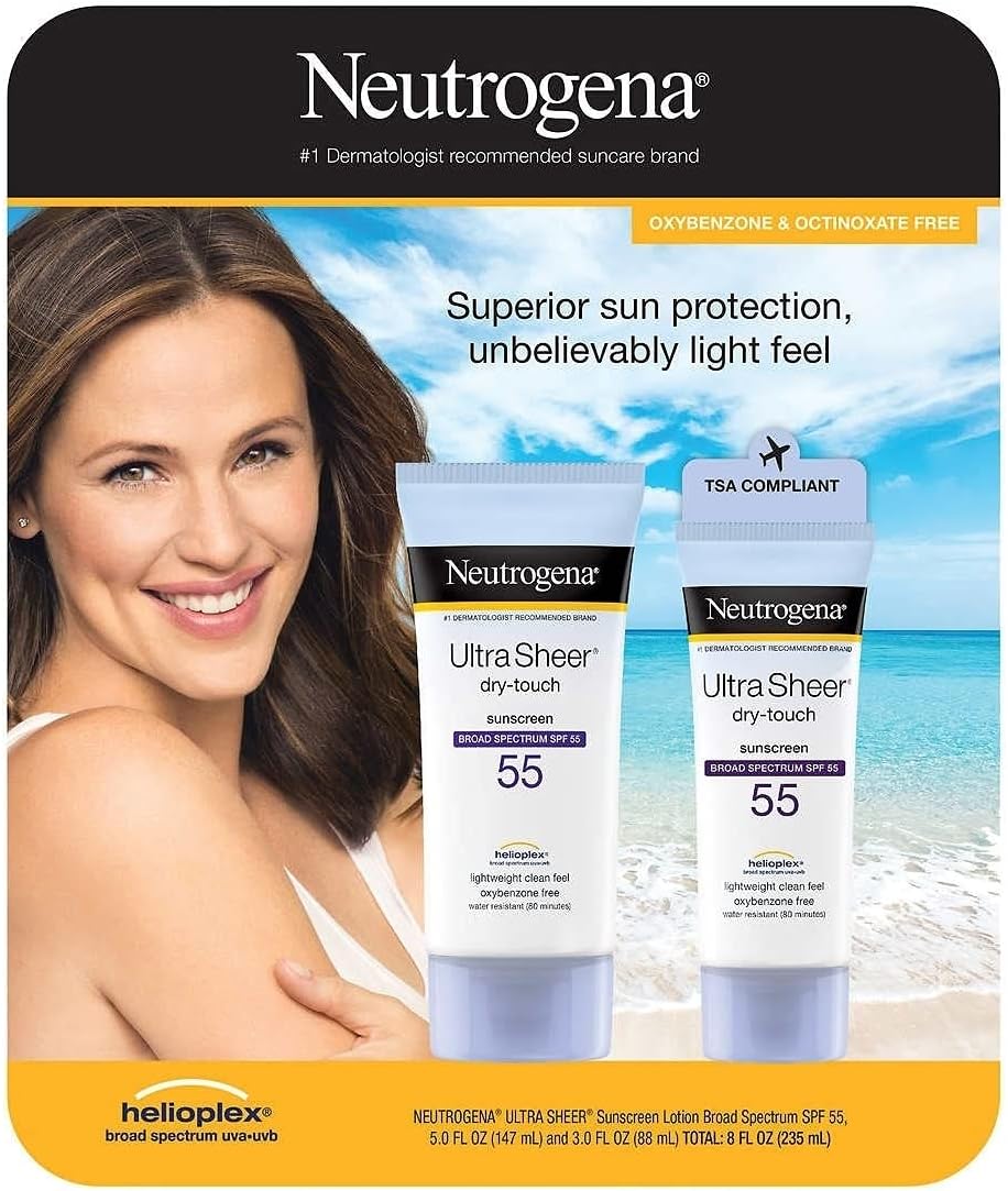 Neutrogena Ultra Sheer SPF 55 Sunscreen Lightweight Clean Feel 8 Fl Oz Face