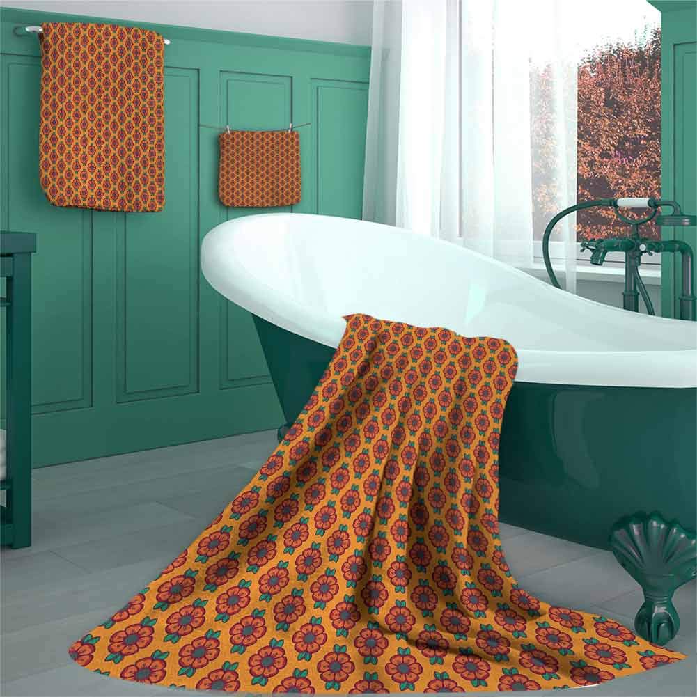 Burnt Orange Home Towel Set, Abstract Flourishing Nature