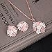 POKICH Women Rose Gold-Tone Pink Flower Stud Earring and Necklace Set Sweet Jewelry Set