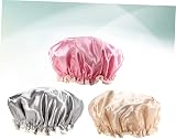 Beaupretty 3pc Shower Caps Large Elastic Polyester Bathing Spa Hair Protect view 5