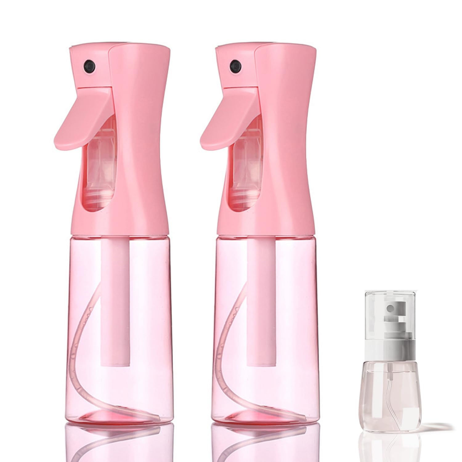 Photo 1 of 3 Pack Spray Bottles, 2-Pack Continuous Spray Bottles,Fine Water Mist Spray Bottles for Hair 6.8 OZ (200 ML) and 1oz 30ml Travel Spray Bottle Mister for Cleaning,Hairstyling,Plants,Barbers,Pink