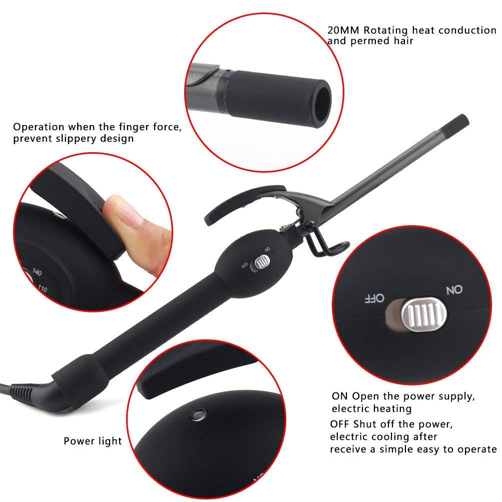 Small Barrel Curling Iron Professional Curly Irons Unisex Hair Curler, Tourmaline Ceramic Thin Curling Wand Hair Styling Tools, Temp Adjustable, Tight Curls, Heats Up Fast, Gray BLUETOP: Health & Personal Care