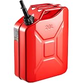 VEVOR Metal Fuel Container, 5.3 Gallon, Fuel Jerry Can with Spout and Comfort Handle, 6 L/min Max Flow Rate, Leakproof &amp; Corrosion-resistant Metal Gas Tank Most Cars Motorcycle ATV UTV, Red