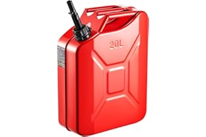 VEVOR Metal Fuel Container, 5.3 Gallon, Fuel Jerry Can with Spout and Comfort Handle, 6 L/min Max Flow Rate, Leakproof & Corr