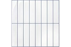 COMSTICKC White Peel and Stick Backsplash, 10 Pcs of 12'' x 12'', 3D White Peel and Stick Tiles Backsplash Kitchen Bathroom, Adhesive Removable Vinyl Backsplash Waterproof, White with Gray Grout