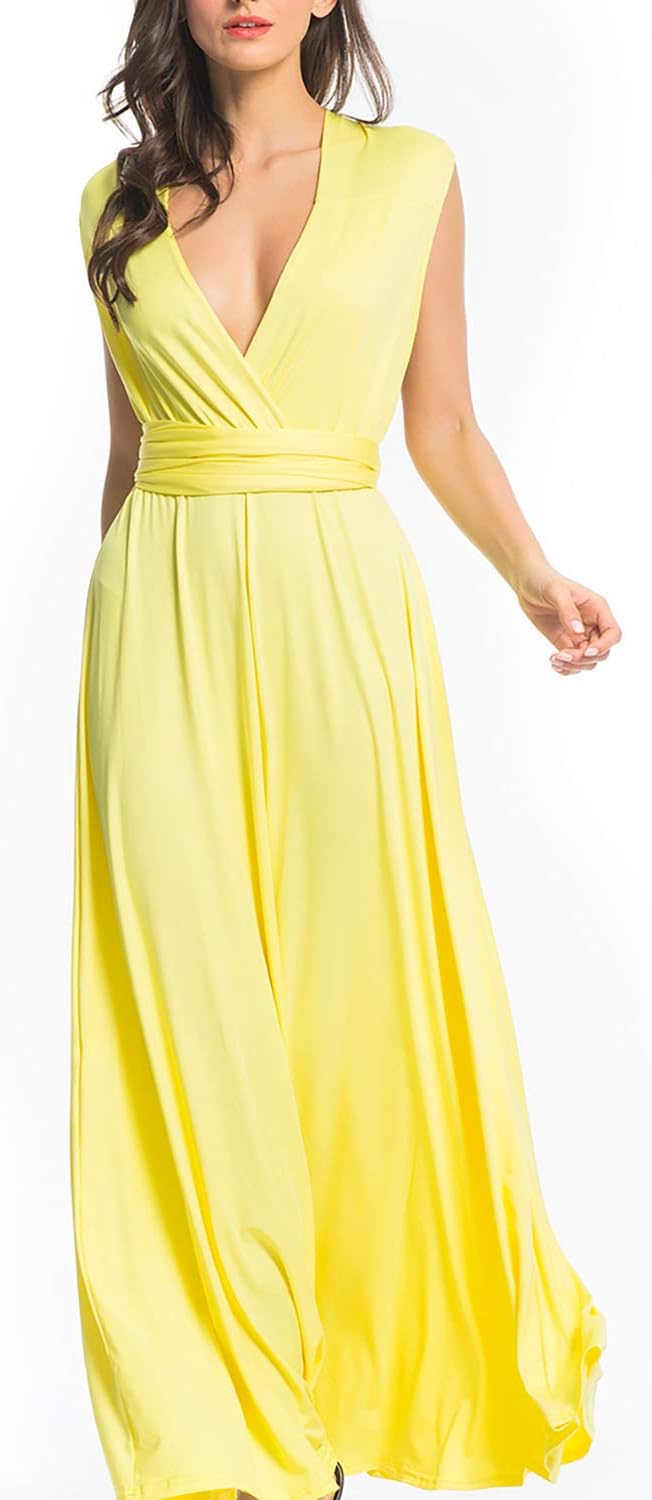 Women's Convertible Multi Way Wrap Maxi Dress Long Party Grecian Dresses
