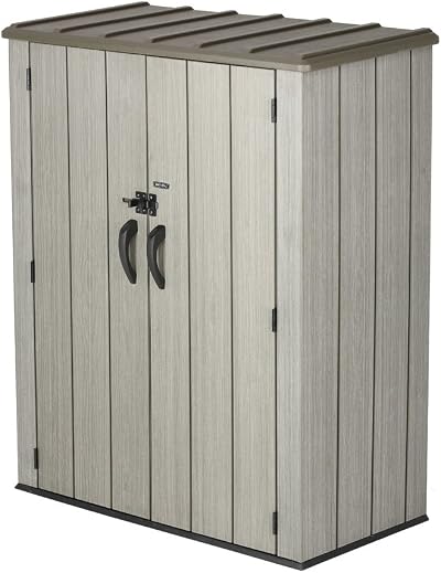 Lifetime 60209 Vertical Storage Shed 53 cu ft Roof Brown 74 x 142 x 174 cm