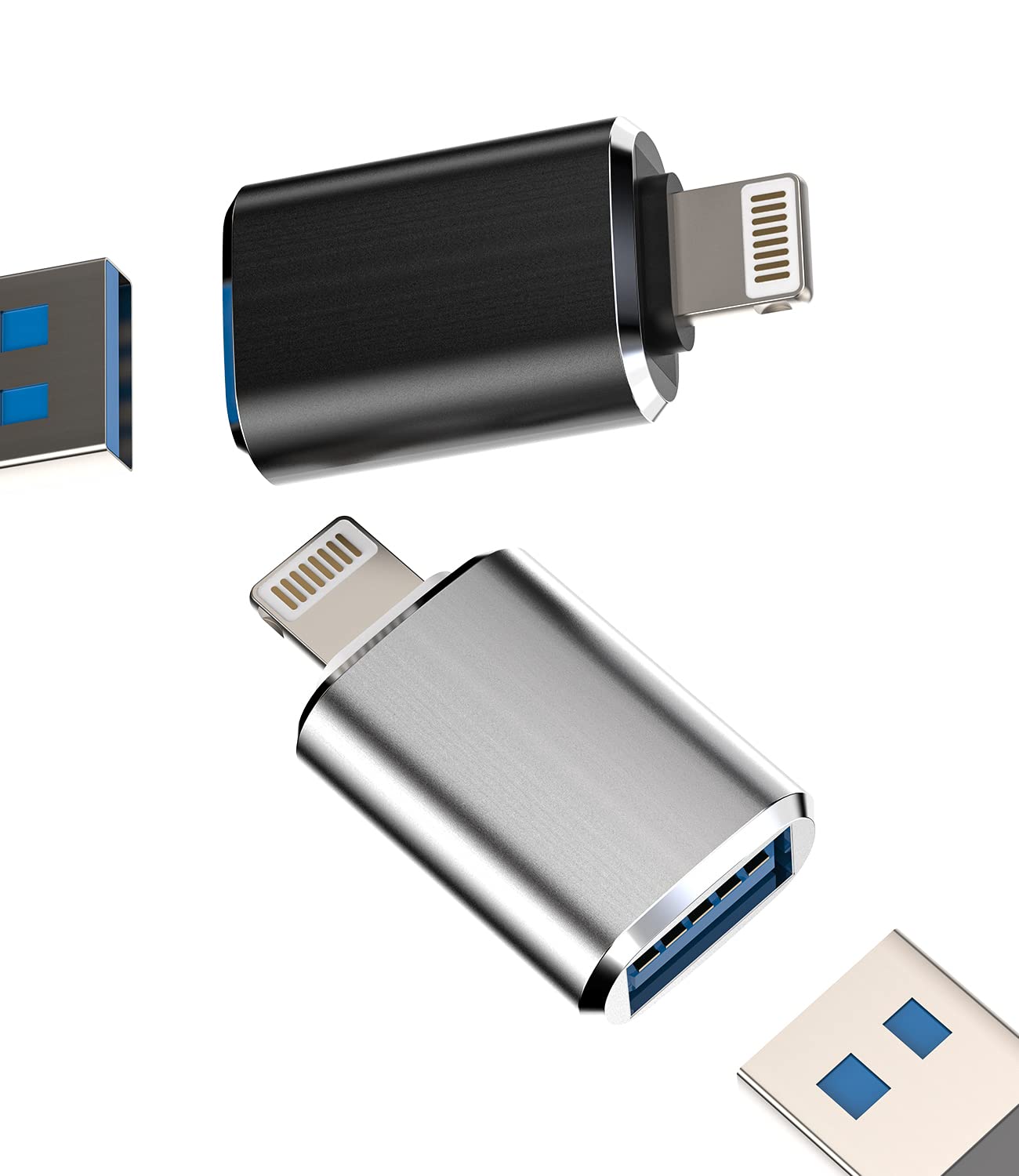 Photo 1 of iPhone OTG Adapter Lightning Male to USB Female Dongle(2Pack)for 14 13 11 12 Pro Max Xr X Xs 8 7 Se Plus for iPad Air Camera Card Reader USB Flash Drive Mouse Keyboard Hub MIDI Piano Converter U Disk